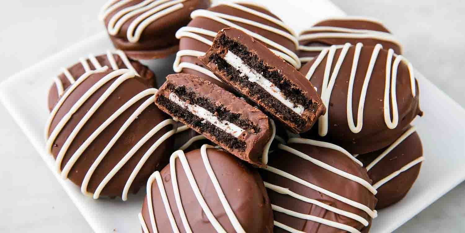 Biscuits dipped in chocolate